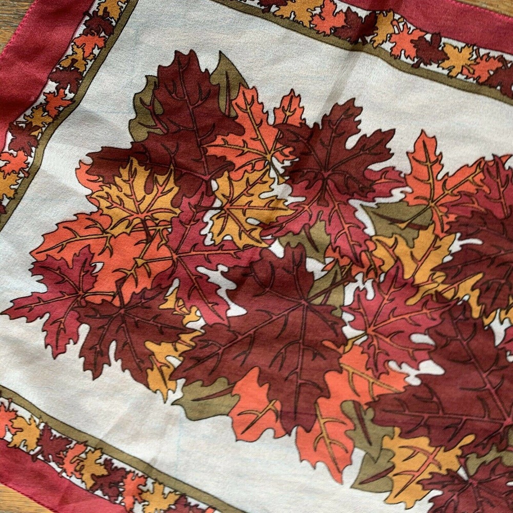 Vintage Jocelyne Mauge Fall Scarf Autumn Leaves - Picture 5 of 5